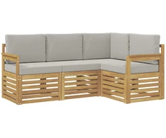 Lauko sofos komplektas 4 pcs Balta ir šviesiai pilka
