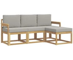 Lauko sofos komplektas 4 pcs Balta ir šviesiai pilka