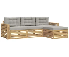 Lauko sofos komplektas 4 pcs Balta ir šviesiai pilka