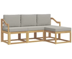 Lauko sofos komplektas 4 pcs Balta ir šviesiai pilka