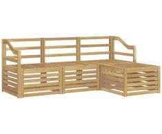 Lauko sofos komplektas 4 pcs Balta Kietos akacijos mediena