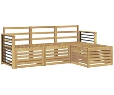 Lauko sofos komplektas 4 pcs Balta Kietos akacijos mediena