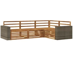 Lauko sofos komplektas 4 pcs Natūrali 255,5 x 176,5 x 73 cm