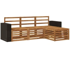 Lauko sofos komplektas 4 pcs Natūrali