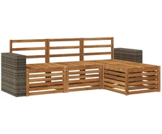 Lauko sofos komplektas 4 pcs Natūrali