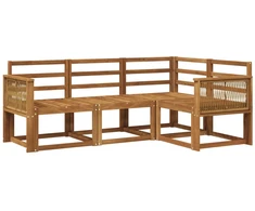 Lauko sofos komplektas 4 pcs Natūrali Kietos akacijos mediena