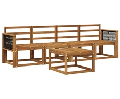 Lauko sofos komplektas 4 pcs Natūrali Kietos akacijos mediena