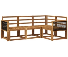 Lauko sofos komplektas 4 pcs Natūrali Kietos akacijos mediena