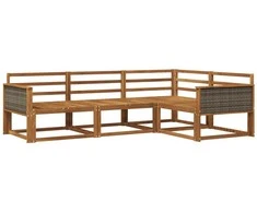 Lauko sofos komplektas 4 pcs Natūrali Kietos akacijos mediena