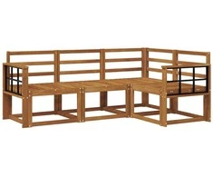 Lauko sofos komplektas 4 pcs Natūrali Kietos akacijos mediena