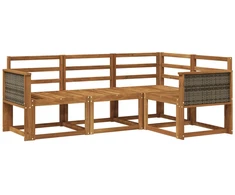 Lauko sofos komplektas 4 pcs Natūrali Kietos akacijos mediena