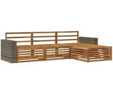 Lauko sofos komplektas 4 pcs Natūrali Kietos akacijos mediena