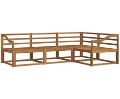 Lauko sofos komplektas 4 pcs Natūrali Kietos akacijos mediena