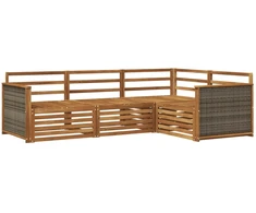 Lauko sofos komplektas 4 pcs Natūrali Kietos akacijos mediena