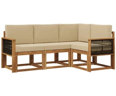 Lauko sofos komplektas 4 pcs Natūralus ir bežinis Poliesteris