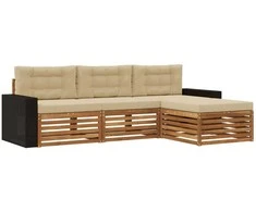 Lauko sofos komplektas 4 pcs Natūralus ir bežinis Poliesteris