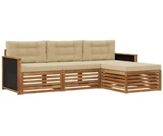 Lauko sofos komplektas 4 pcs Natūralus ir bežinis Poliesteris