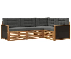 Lauko sofos komplektas 4 pcs Natūralus ir antracitas