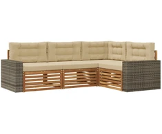 Lauko sofos komplektas 4 pcs Natūralus ir bežinis