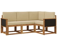 Lauko sofos komplektas 4 pcs Natūralus ir bežinis Poliesteris