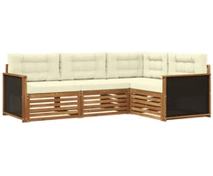 Lauko sofos komplektas 4 pcs Natūralus ir grietinėlė