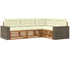 Lauko sofos komplektas 4 pcs Natūralus ir grietinėlė