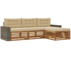 Lauko sofos komplektas 4 pcs Natūralus ir bežinis Poliesteris
