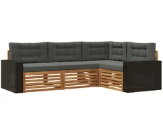 Lauko sofos komplektas 4 pcs Natūralus ir antracitas