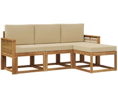 Lauko sofos komplektas 4 pcs Natūralus ir bežinis Poliesteris