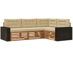 Lauko sofos komplektas 4 pcs Natūralus ir bežinis