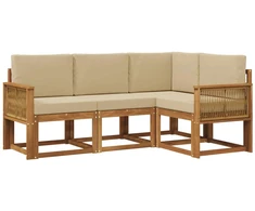 Lauko sofos komplektas 4 pcs Natūralus ir bežinis Poliesteris
