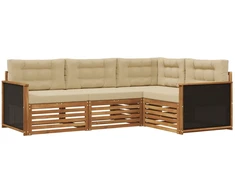 Lauko sofos komplektas 4 pcs Natūralus ir bežinis