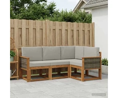 Lauko sofos komplektas 4 vnt. Natūrali ir šviesiai pilka
