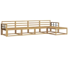Lauko sofos komplektas 5 pcs Balta 329 x 162,5 x 73 cm