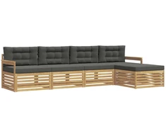 Lauko sofos komplektas 5 pcs Balta ir antracito Poliesteris