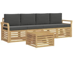 Lauko sofos komplektas 5 pcs Balta ir antracito Poliesteris