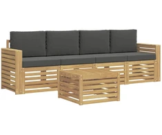 Lauko sofos komplektas 5 pcs Balta ir antracito Poliesteris