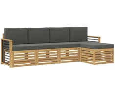 Lauko sofos komplektas 5 pcs Balta ir antracito