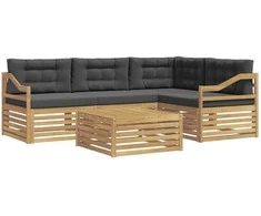 Lauko sofos komplektas 5 pcs Balta ir antracito Poliesteris