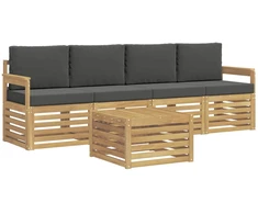 Lauko sofos komplektas 5 pcs Balta ir antracito Poliesteris