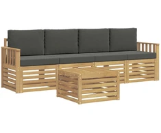 Lauko sofos komplektas 5 pcs Balta ir antracito Poliesteris