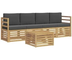 Lauko sofos komplektas 5 pcs Balta ir antracito Poliesteris
