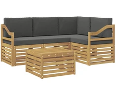 Lauko sofos komplektas 5 pcs Balta ir antracito 59 x 59 x 37 cm