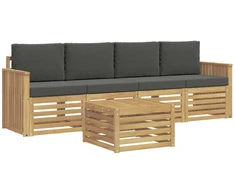 Lauko sofos komplektas 5 pcs Balta ir antracito Poliesteris