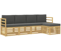 Lauko sofos komplektas 5 pcs Balta ir antracito