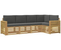 Lauko sofos komplektas 5 pcs Balta ir antracito