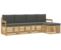 Lauko sofos komplektas 5 pcs Balta ir antracito