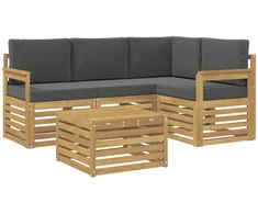 Lauko sofos komplektas 5 pcs Balta ir antracito 59 x 59 x 37 cm