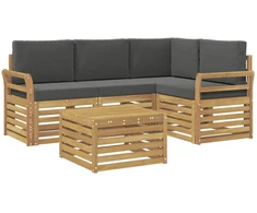Lauko sofos komplektas 5 pcs Balta ir antracito 59 x 59 x 37 cm
