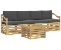 Lauko sofos komplektas 5 pcs Balta ir antracito Poliesteris